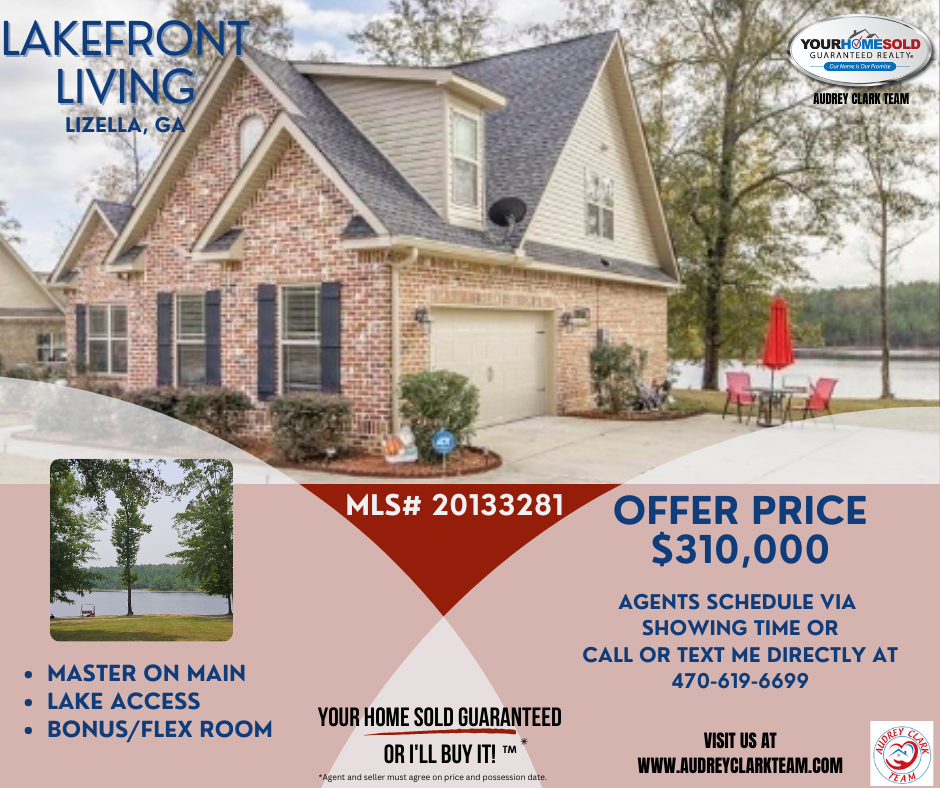 Lakefront Living available in South of Atlanta!